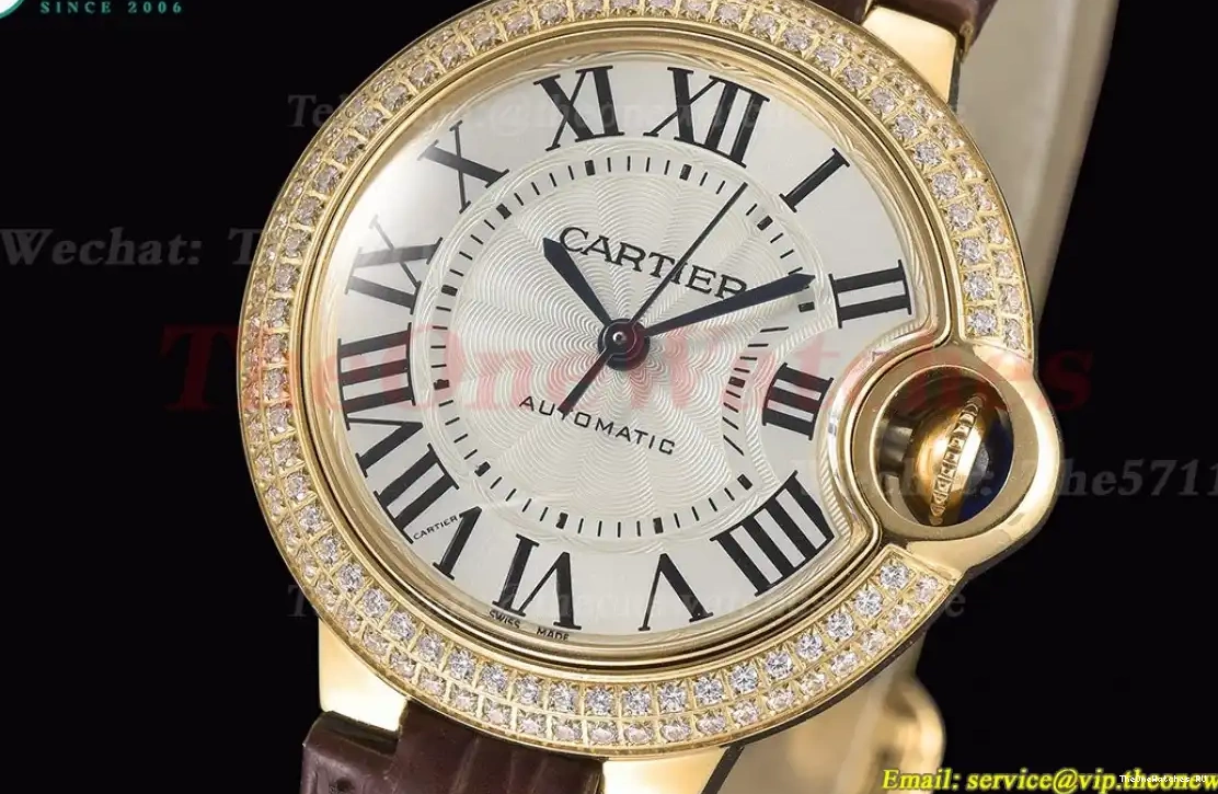 White Cartier Dia GDF De YG Ballon Bleu LE Dial 33mm NH05 0228