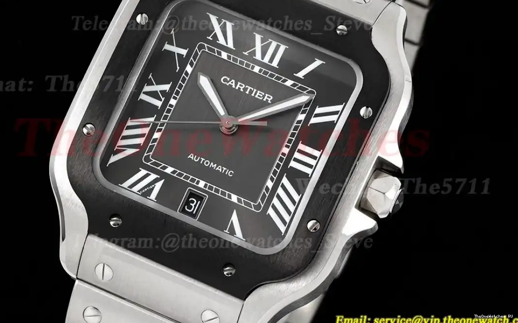 De BVF SS Gray 9019 40mm Cartier Santos Mens SS XL 0318