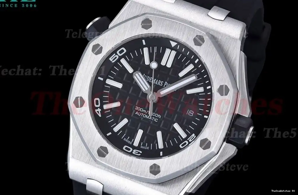 42mm Royal GDF Offshore SS Diver Stk RU MY8215 Black Oak 15710 0311