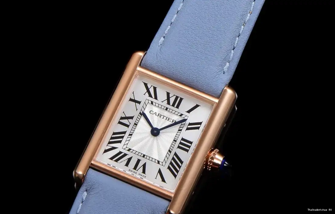 Cartier RG Quartz LE Blue Tank 25.5mm F1F - Dial Louis White 0317