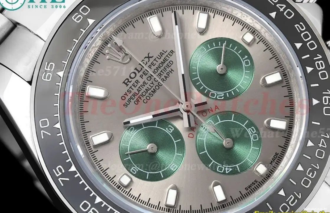 Grey SS Daytona A3836 Green GDF SS 40mm 0316