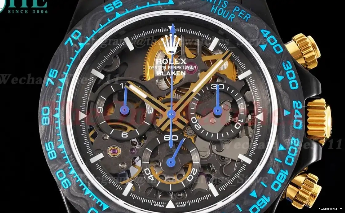 RU Daytona 40mm Skeleton N6F DD4130 Blaken DLC Dial 0302