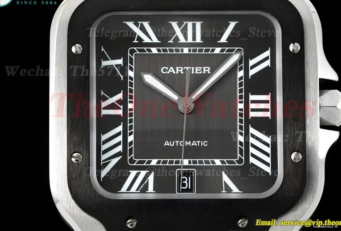 De BVF SS Gray 9019 40mm Cartier Santos Mens SS XL 0318