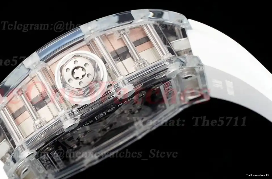 Tourb Rubber RG RM56-02 on RMF Skeleton Dial 44mm Strap White 0318