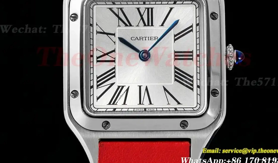 AF LE Quartz Dumont Red Silver Santos SS Dial 0310