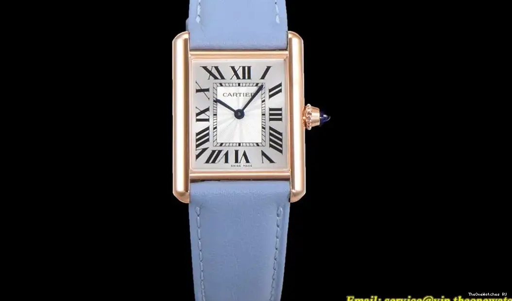 Cartier RG Quartz LE Blue Tank 25.5mm F1F - Dial Louis White 0317