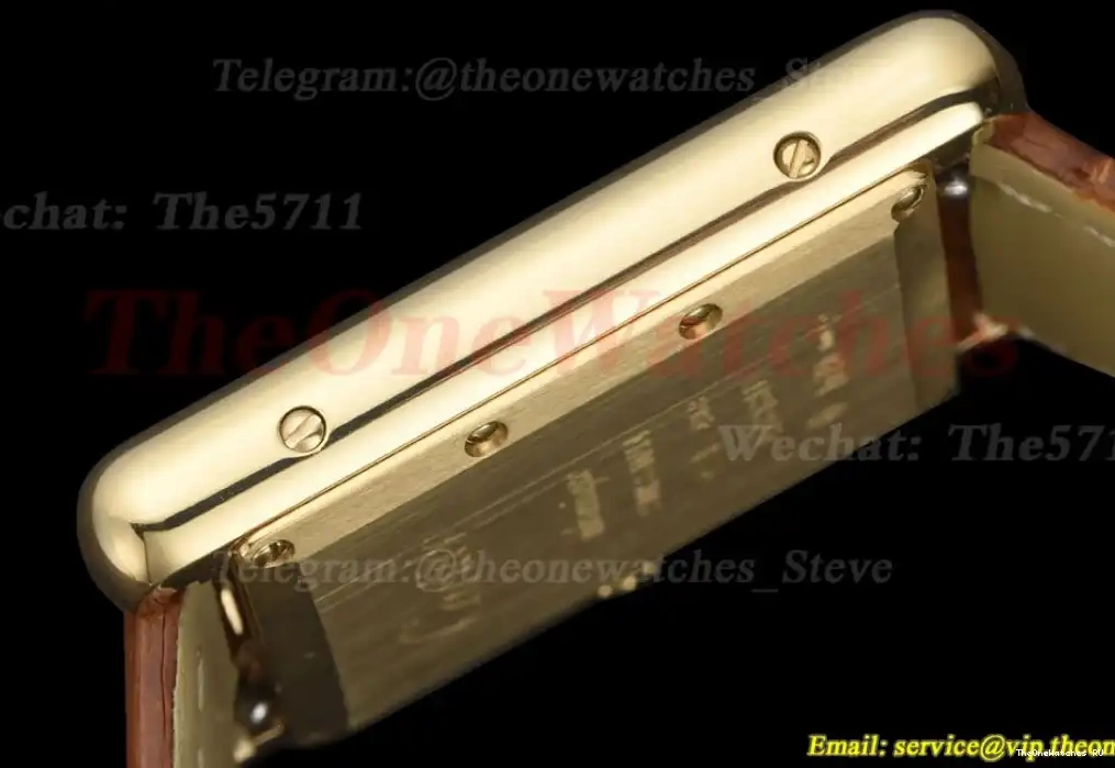 LE Tank 25.5mm White Quartz Alligator Must Dial YG DRF 0321