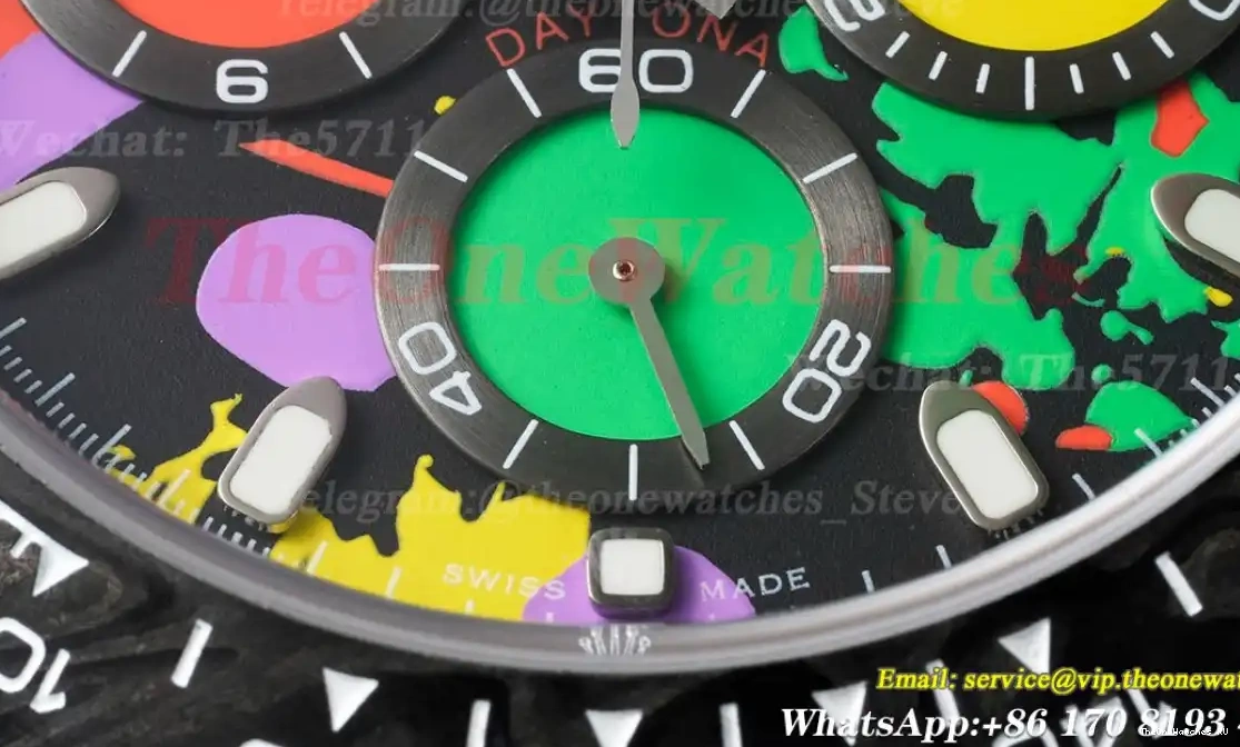 Colorful Carbon NY 40mm SA4130 QF Daytona Dial Graffiti DIW 0304