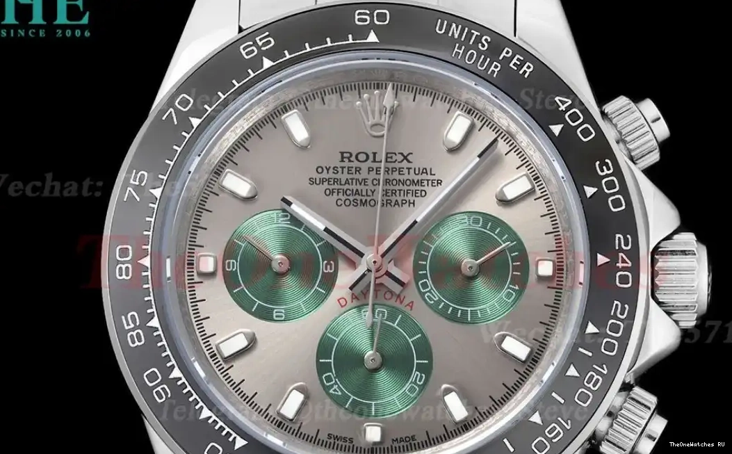 Grey SS Daytona A3836 Green GDF SS 40mm 0316