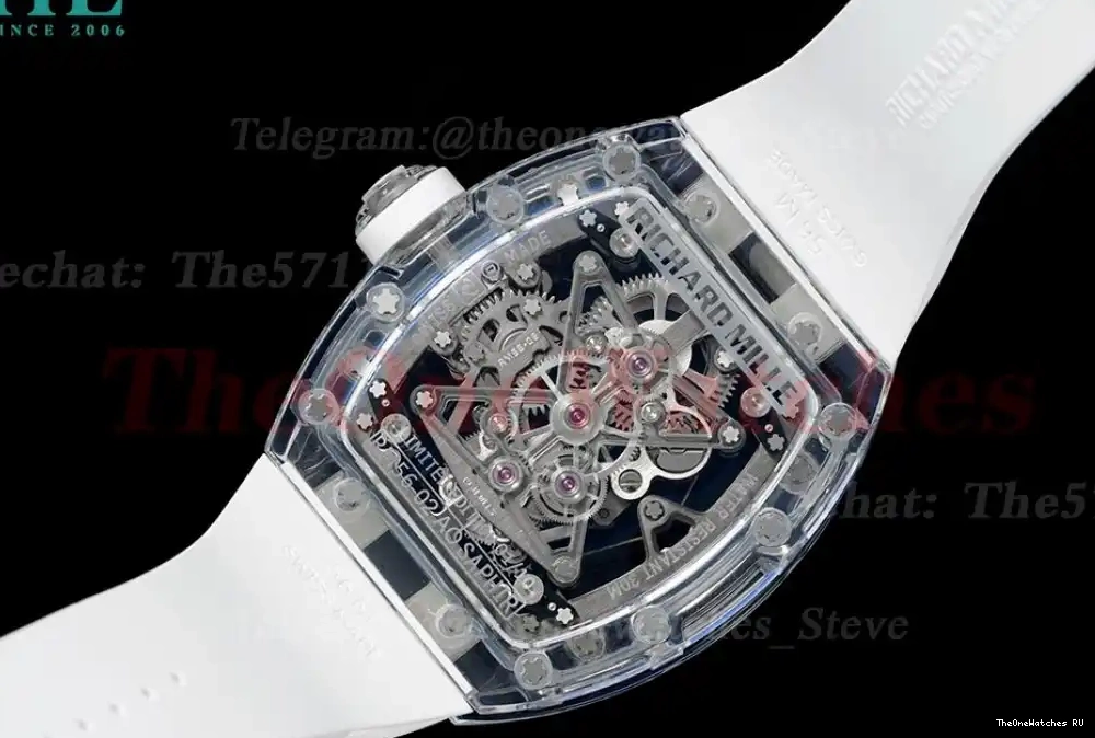 Tourb Rubber RG RM56-02 on RMF Skeleton Dial 44mm Strap White 0318