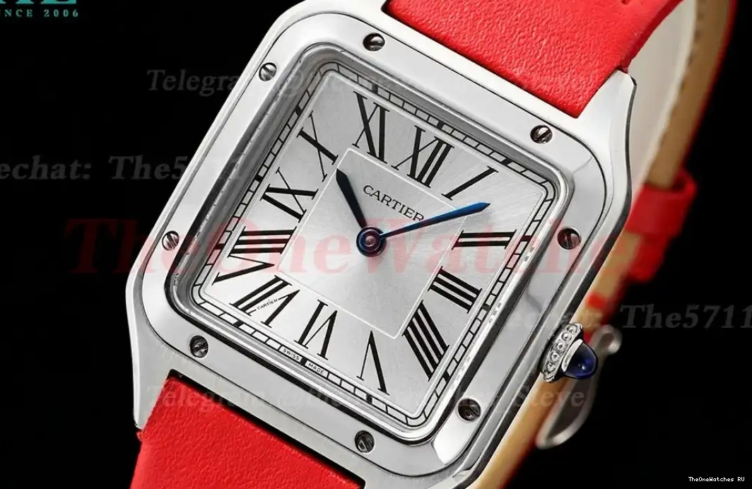 AF LE Quartz Dumont Red Silver Santos SS Dial 0310