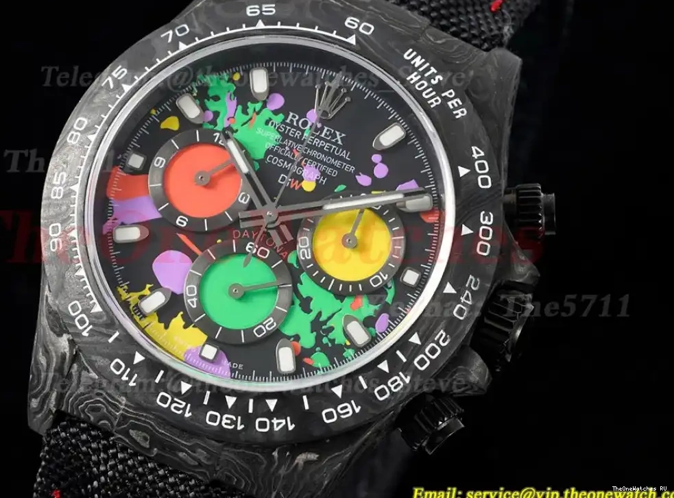 Colorful Carbon NY 40mm SA4130 QF Daytona Dial Graffiti DIW 0304