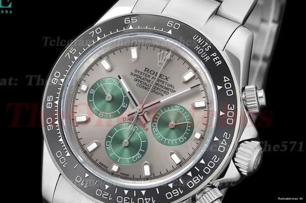 Grey SS Daytona A3836 Green GDF SS 40mm 0316