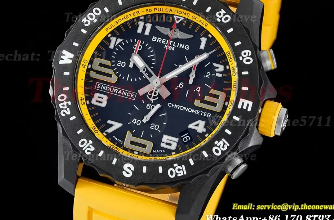 Chronograph PVD Swiss Dial On Black Yellow Professional Quartz Strap 0308